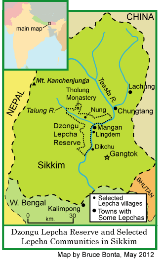 Map of Dzongu Lepcha Reserve