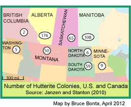 Map of Hutterite colonies