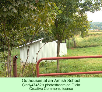 Outhouses at an Amish school