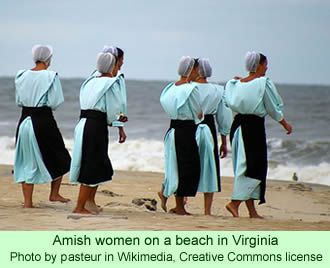 Amish Women on a beach in Virginia