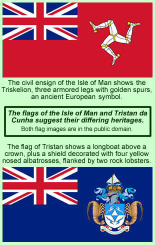 Flags of the Isle of Man and Tristan da Cunha