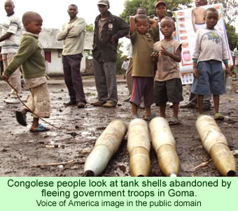 tank shells abandoned by government troops in Goma