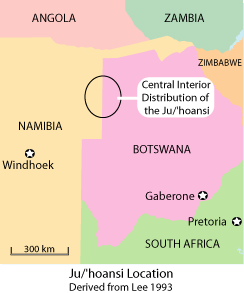 map of Ju/'hoansi