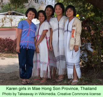 Karen girls in Mae Hong Son Province, Thailand
