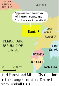 Map of the Mbuti