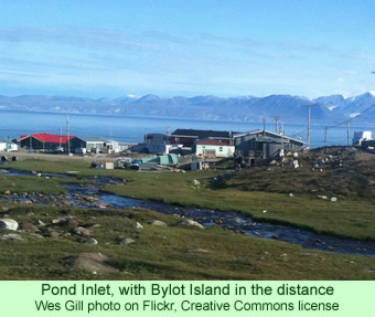 Pond Inlet, with Bylot Island in the distance