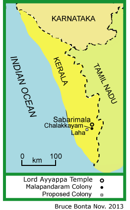 Map of Malapandaram colonies near Sabarimala