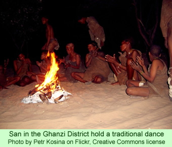 San in the Ghanzi District hold a traditional dance