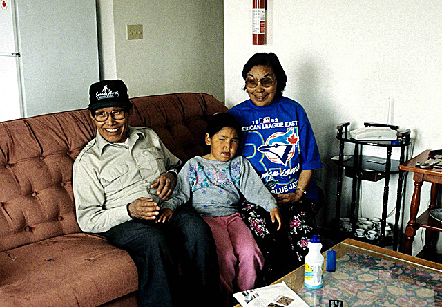 An Inuit family at their home in Nunavut