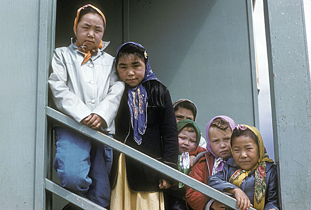 Inuit school children in Kuujjuaq, a community in Kativik 100 miles southwest of Kangiqsualujjuaq