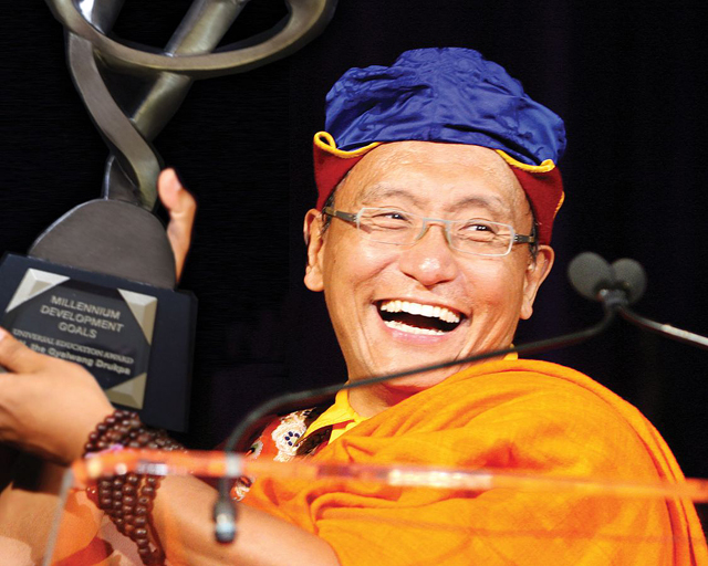 Gyalwang Drukpa received the Millennium Development Goals Award from the United Nations in 2010 