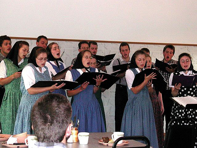 A choir of Schmiedeleut Hutterites singing 
