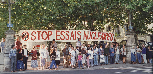 Demonstration against nuclear tests in Lyon, France, in the 1980s 