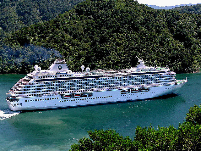 The Crystal Serenity in Queen Charlotte Sound, New Zealand 