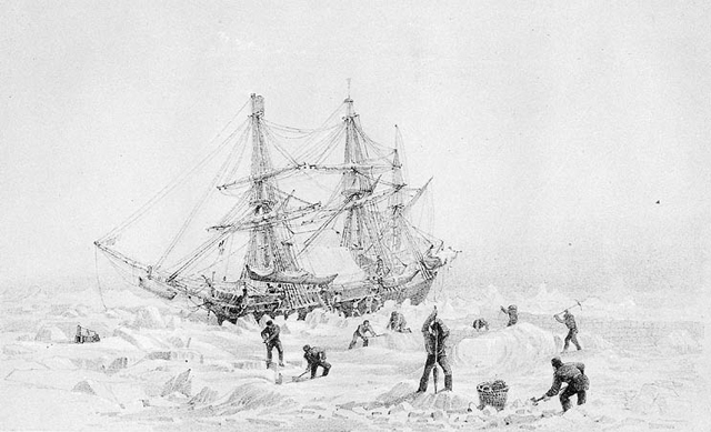 The HMS Terror stranded on the ice 