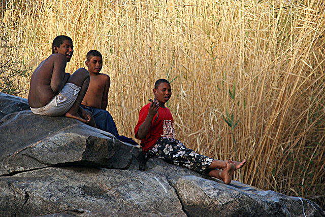Nubian boys near the Nile, in 2009 