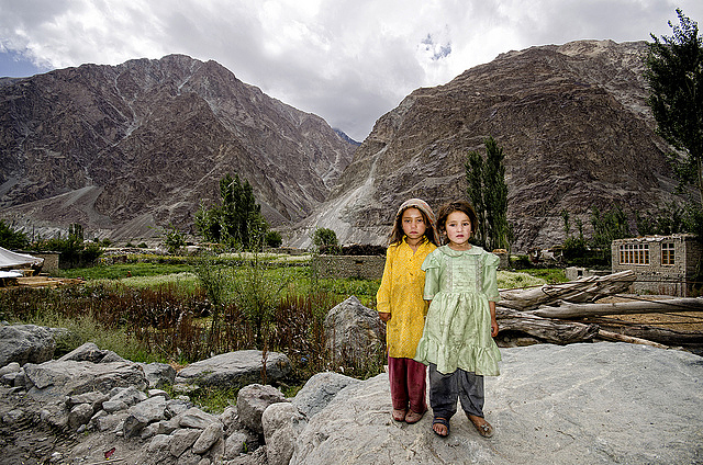Ladakhi girls in Chalunka, a remote village in the Nubra Valley 