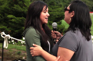 Inuit women throat singing in Ottawa (Screenshot from the video “Inuit Youth Council of Canada –World Suicide Prevention Day 2012-” on Vimeo, Creative Commons license) 