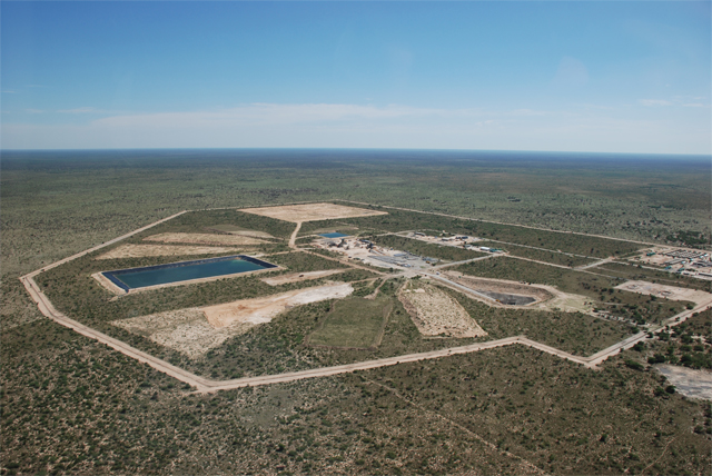 Aerial view of the Ghaghoo mine (Photo from the media pages of the Gem Diamonds website)