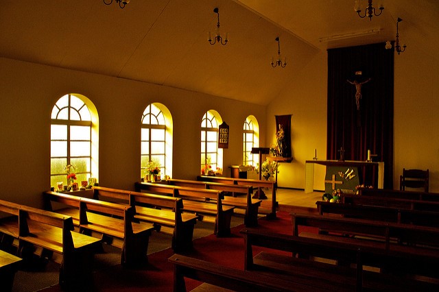 Inside St. Joseph’s Catholic Church on Tristan (Photo by Brian Gratwicke on Flickr, Creative Commons license)