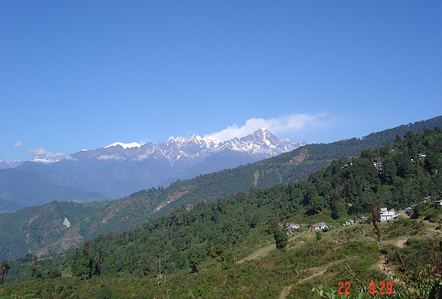 View on the route into Yuksom, Sikkim, a town considered to be the gateway to the Kanchenjunga Biosphere Reserve 
