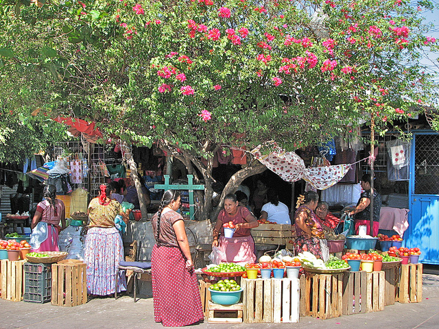 A small part of the much larger Juchitán market, dominated by women 