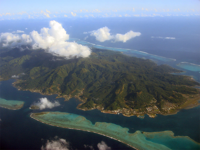 An aerial view of Raiatea, in the Society Islands 