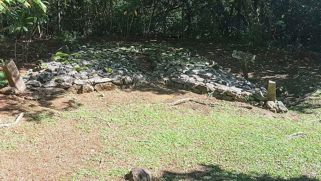 An archaeological site of a private temple in the Opunohu Valley of Moorea 