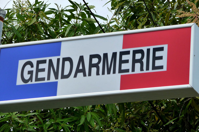 A sign for the police on Bora Bora, though the photographer notes, “You don’t see many of these in Polynesia”