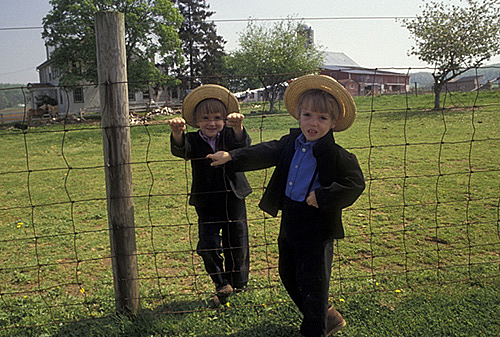 Amish boys in Pennsylvania Dutch country 