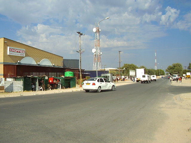 The main street of the town of Gantsi 