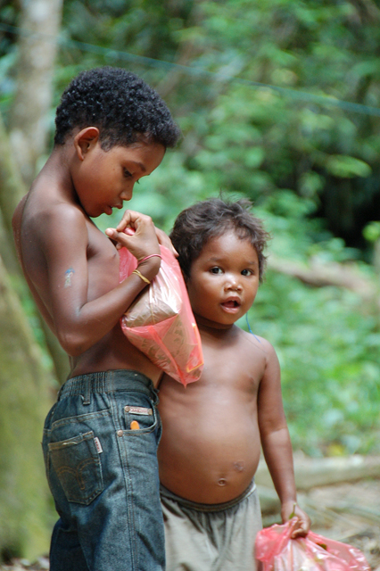 Two Batek children in the Taman Negara National Park
