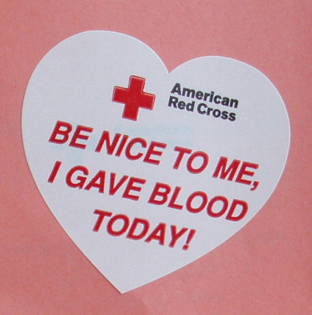 A sticker from the American Red Cross 