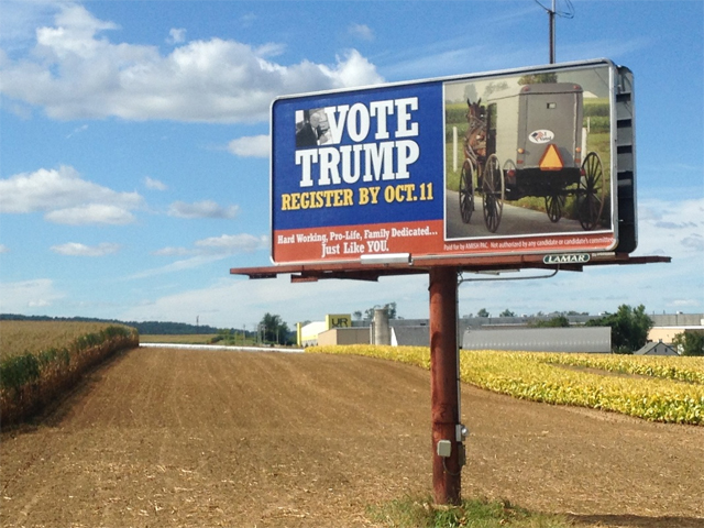 An Amish PAC billboard