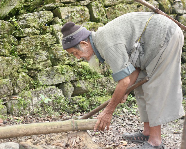 An elderly Lepcha woodcutter in the Dzongu Reserve of North Sikkim 
