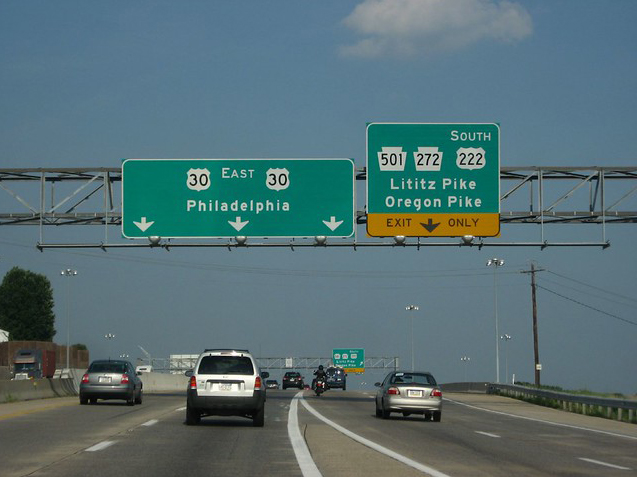 Traffic on U.S. 30 near the entrance to Rt.272, the Oregon Pike 