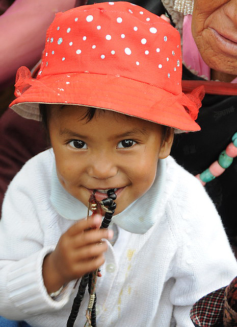 A young Ladakhi girl at an event for the Dalai Lama