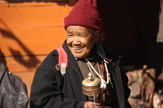 An elderly Ladakhi woman 