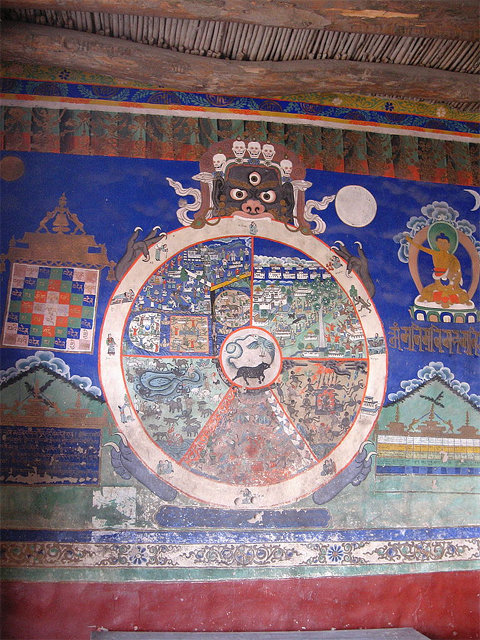 The Wheel of Life in the courtyard of the Thikse Monastery 12 miles east of Leh 