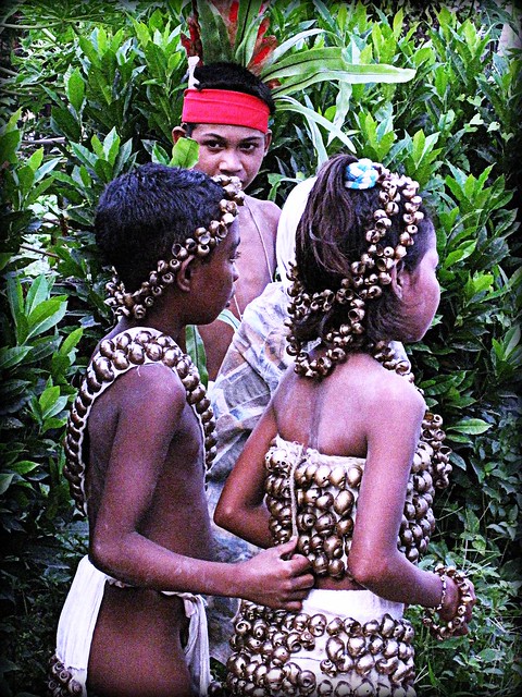 Mangyan children wearing traditional clothing 