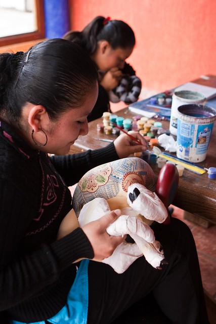 Two Zapotec women artists working together 