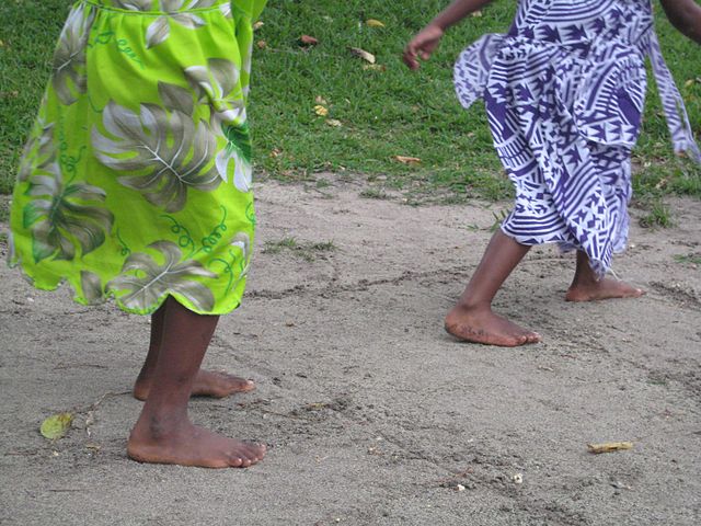 Barefoot hopscotch in Vanuatu 